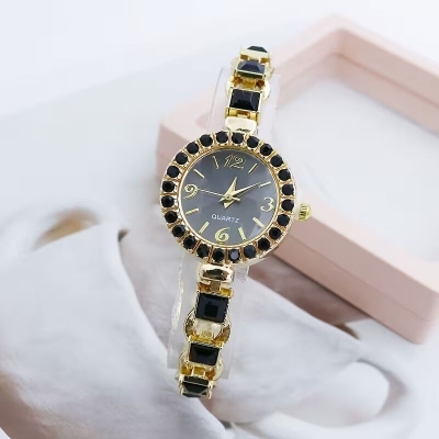 Picture of Ladies' Artificial Jade Round Dial Artificial Jade Bracelet WatchPurple, Yellow, Gold, Pink, Blue, Black, Off White, Red