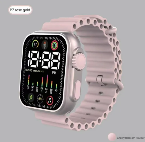 Picture of LED  n electronic watch P7 rose gold marine band fashion digital sports students children LED electronic watchDark Blue, Black