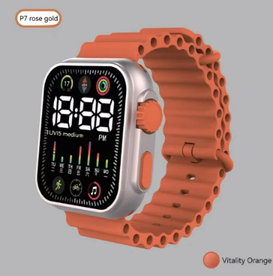 Picture of LED  n electronic watch P7 rose gold marine band fashion digital sports students children LED electronic watchDark Blue, Black