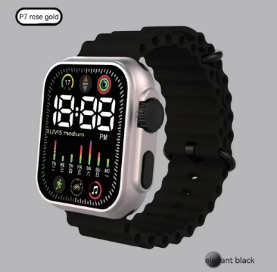 Picture of LED electronic watch P7 rose gold marine band fashion digital sports students children LED electronic watchDark Blue, Black, Pink, Light yellow, Off White