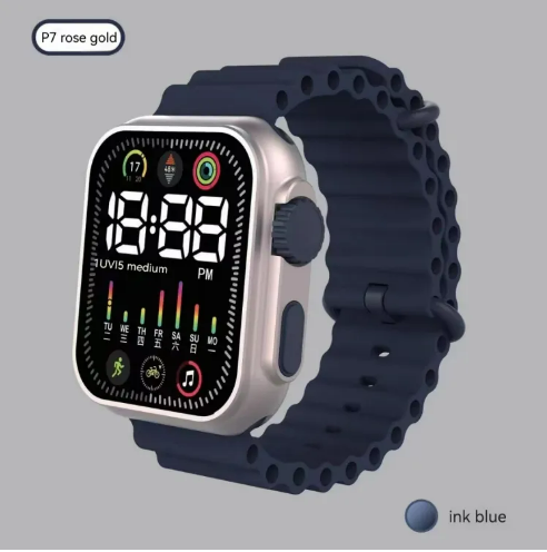 Picture of LED electronic watch P7 rose gold marine band fashion digital sports students children LED electronic watchDark Blue, Black, Pink, Light yellow, Off White