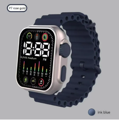 Picture of LED electronic watch P7 rose gold marine band fashion digital sports students children LED electronic watchDark Blue, Black, Pink, Light yellow, Off White