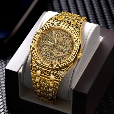 Picture of Men's Stainless Steel Waterproof Watch Trendy Business Style Men's Watch-Gold