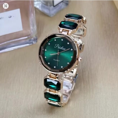 Picture of Modern women's watch with rectangular frame, elegant quartz wristwatch for women, wristwatch for girls, wristwatch for men (with box)Green, Black, Blue, pani, Pink