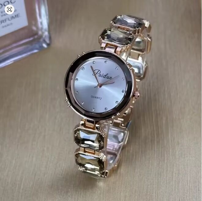 Picture of Modern women's watch with rectangular frame, elegant quartz wristwatch for women, wristwatch for girls, wristwatch for men (with box)Green, Black, Blue, pani, Pink