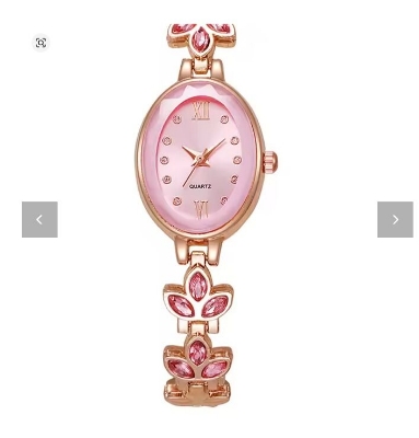 Picture of New Fashion Style Luxury Women's Watches with Rose Gold Bracelet, Stainless Steel Oval Quartz Watch with Crystals for Gifts Relogio FemininoPurple, Black, Green, Off White, Red