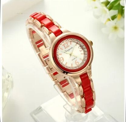 Picture of New Women Watches Lady Quartz Analog Fashion Rose Gold Bracelet WatchPink, Black, White, Chocolate, Red light, Red