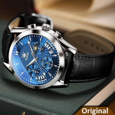 Picture of OLEVS 2876 Latest Model Leather strap Fashion Watch for Men-Silver