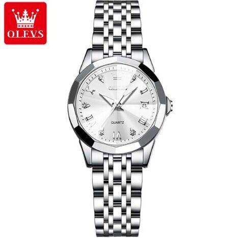 Picture of Olevs 9931 new luxury fashion stainless steel imported quartz movement wrist-watch for me- White-White