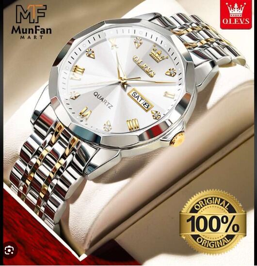 Picture of Olevs 9931 new luxury fashion stainless steel imported quartz movement wrist-watch for me- White-White