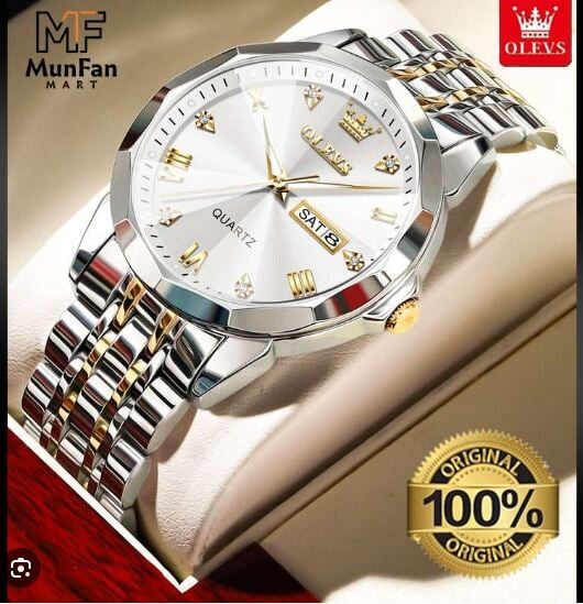 Picture of Oli-vs 9931 New Business Quartz Watch For Men Dual Calendar Luxury Diamond Dial Waterproof Stainless Steel Strap Men Wristwatch - ঘড়িroton, Off White, White, Dark Blue, Black