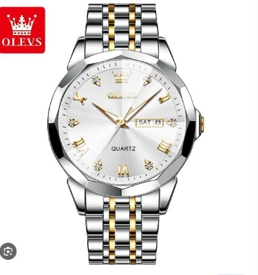 Picture of Oli-vs 9931 New Business Quartz Watch For Men Dual Calendar Luxury Diamond Dial Waterproof Stainless Steel Strap Men Wristwatch - ঘড়িroton, Off White, White, Dark Blue, Black