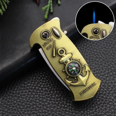 Picture of ool Metal Torch Lighter, Unique Swords Design Appearance, Inflatable and Reusable, Suitable for Men's Gift Ideas (No Gas) (Bronze