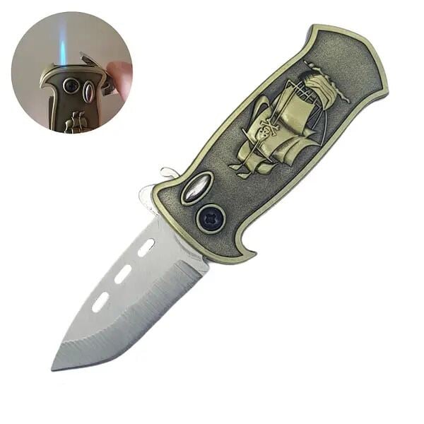 Picture of ool Metal Torch Lighter, Unique Swords Design Appearance, Inflatable and Reusable, Suitable for Men's Gift Ideas (No Gas) (Bronze