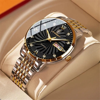 Picture of Poedagar (MVS-418) luxurious stainless steel enlightened mens sports quartz Watch - Very Appealing - In line with trends-Black