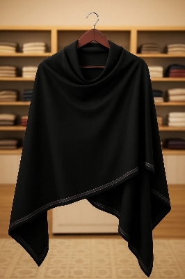 Picture of PULI Womens Large Cross Front Poncho Sweater Wrap Topper Knitted Elegant Shawls Cape for Fall WinterChili Red, Black, Brown, White, Off White
