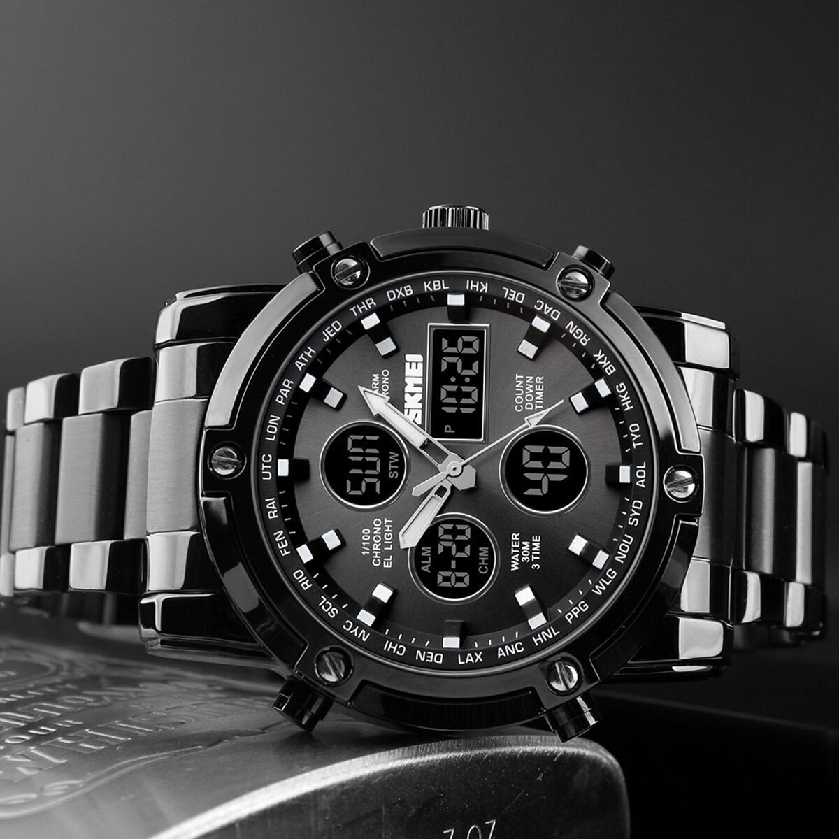 Picture of SKMEI 1389 Japan Movement Mens Luxury Wrist Watch - Watch - Appealing to a modern audience - In line with current fashion trendsSilver, White black, Blue, Black