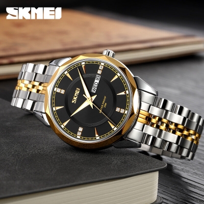Picture of Skmei 9268 Luxury Fashion Stainless Steel Quartz Movement Waterproof Watch For Men - ঘড়ি Preferble - Low Hassle and MaintananceSilver, Blue, Black