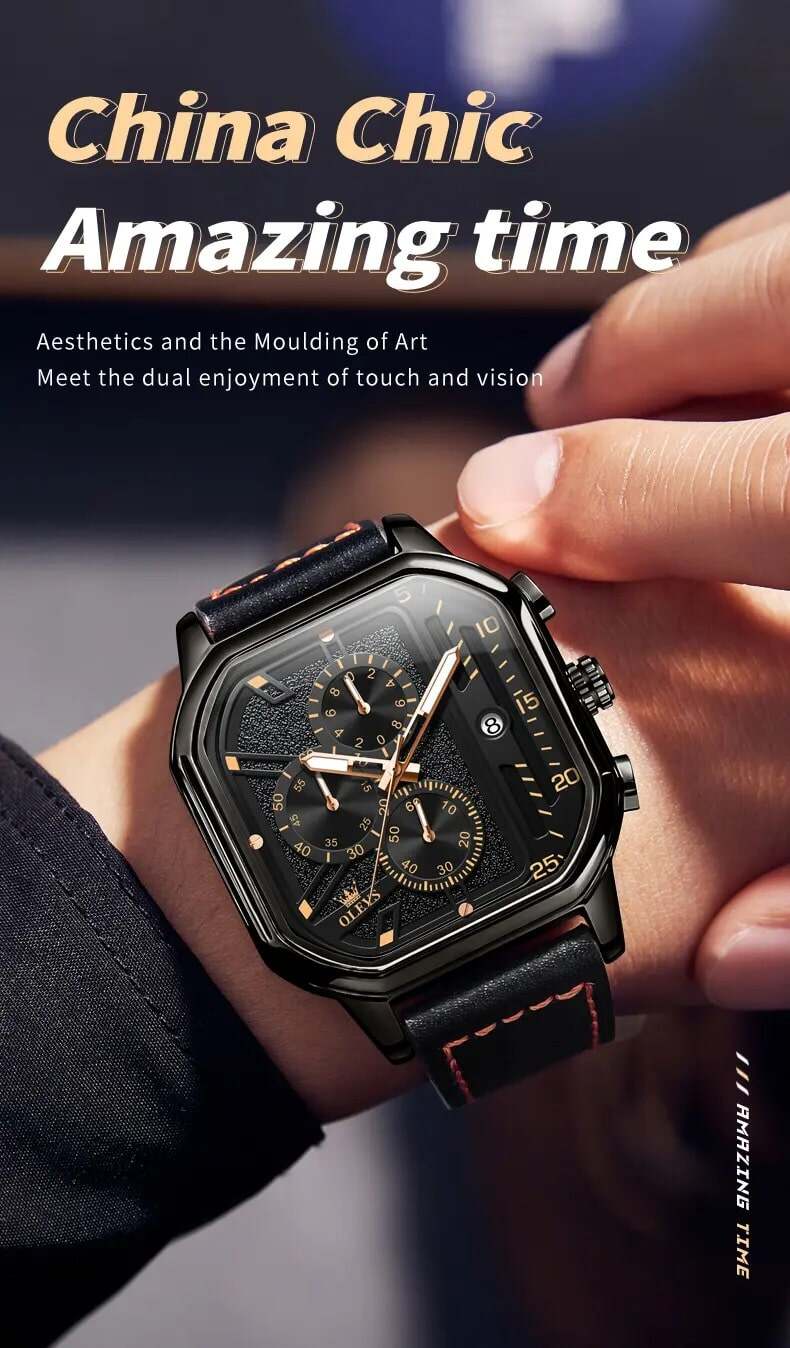 Picture of Square Skeleton Quartz Watch For MenWhite, Black, Gold