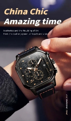 Picture of Square Skeleton Quartz Watch For MenWhite, Black, Gold