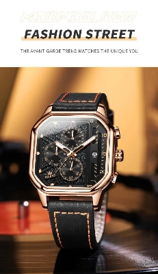 Picture of Square Skeleton Quartz Watch For MenWhite, Black, Gold