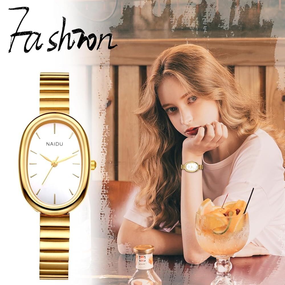 Picture of Stainless Steel Strap & Alloy Case Elegant Oval Dial Quartz Dress Wristwatch for Women – Classic Ladies WatchSilver, Multicolor, silver toton, silver black, Gold white, gold black