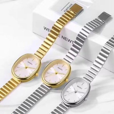 Picture of Stainless Steel Strap & Alloy Case Elegant Oval Dial Quartz Dress Wristwatch for Women – Classic Ladies WatchSilver, Multicolor, silver toton, silver black, Gold white, gold black