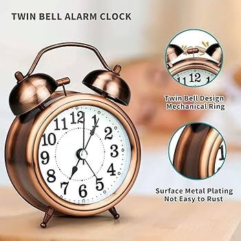 Picture of SWHONG Copper metal clock alarm clock mute student alarm clock 3 inch-Gold