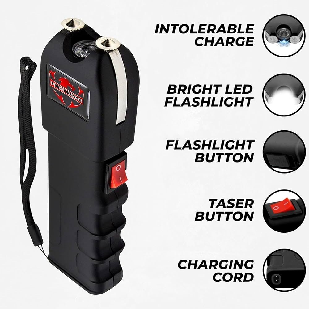 Picture of Tactical Flashlight 928 - High Impact ABS, USB Charging with Window Switch, Fixed Flashlight for Self Defense-Black
