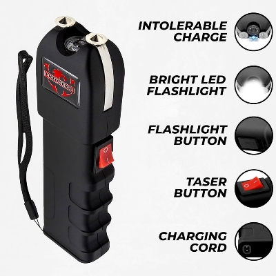 Picture of Tactical Flashlight 928 - High Impact ABS, USB Charging with Window Switch, Fixed Flashlight for Self Defense-Black