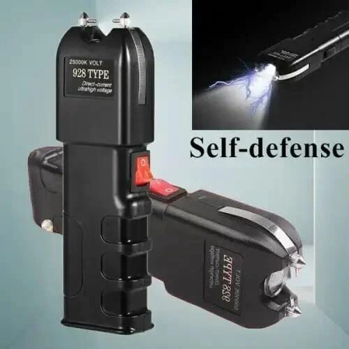 Picture of Tactical Flashlight 928 - High Impact ABS, USB Charging with Window Switch, Fixed Flashlight for Self Defense-Black