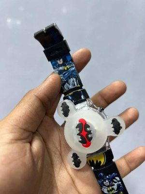 Picture of Time Up Digital Dial Cartoon Revolving Cap Glowing Light Cartoon Printed Strap Colorful Kids Watch for Boys & Girls (Age:4-12 Years) -RC56-YPurple, Royal Blue, Red, Black, Blue