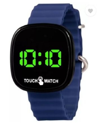 Picture of Ultra Black Square Touch Digital Watch - For Boys & Girls D-69 Ultra LED Touch Screen For Kids LEDBlue, Black, Red, White, Green, Brown