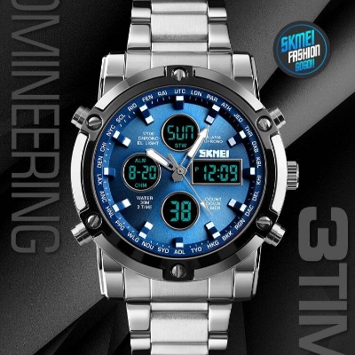Picture of Versatile -Choice and Remark -SKMEI Fashionable Quartz Dual Display Watch 1389- Avant-garde Qualityful - Easy To care and LongiveBlue, Black