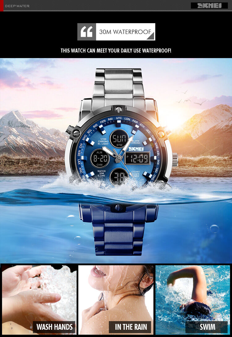 Picture of Versatile -Choice and Remark -SKMEI Fashionable Quartz Dual Display Watch 1389- Avant-garde Qualityful - Easy To care and LongiveBlue, Black