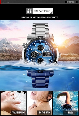 Picture of Versatile -Choice and Remark -SKMEI Fashionable Quartz Dual Display Watch 1389- Avant-garde Qualityful - Easy To care and LongiveBlue, Black