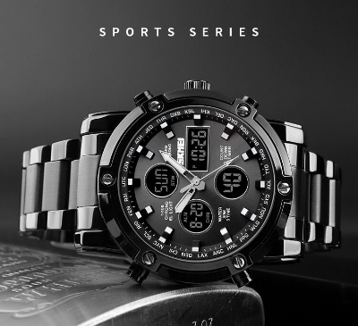 Picture of Versatile -Choice and Remark -SKMEI Fashionable Quartz Dual Display Watch 1389- Avant-garde Qualityful - Easy To care and LongiveBlue, Black