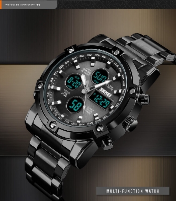 Picture of Versatile -Choice and Remark -SKMEI Fashionable Quartz Dual Display Watch 1389- Avant-garde Qualityful - Easy To care and LongiveBlue, Black
