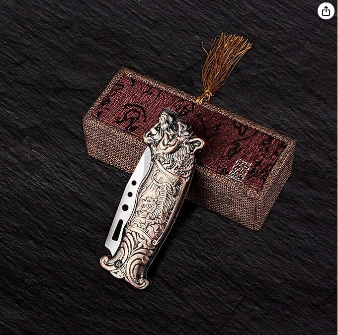 Picture of Windproof Tiger Lighter, Unique Knife Design, Refillable Butane, Multifunctional Fold With Knife, Bottle Opener Metal Ideas, Cool Personality Lighter, Suitable for Holidays, Birthdays, Men's Gifts (C-gold