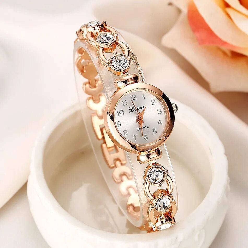 Picture of Women's Watches 2024 Luxury Brands Stainless Steel with Crystal Bracelet, Fashion Style Women's Wristwatch for Daily WearRose Gold, Silver
