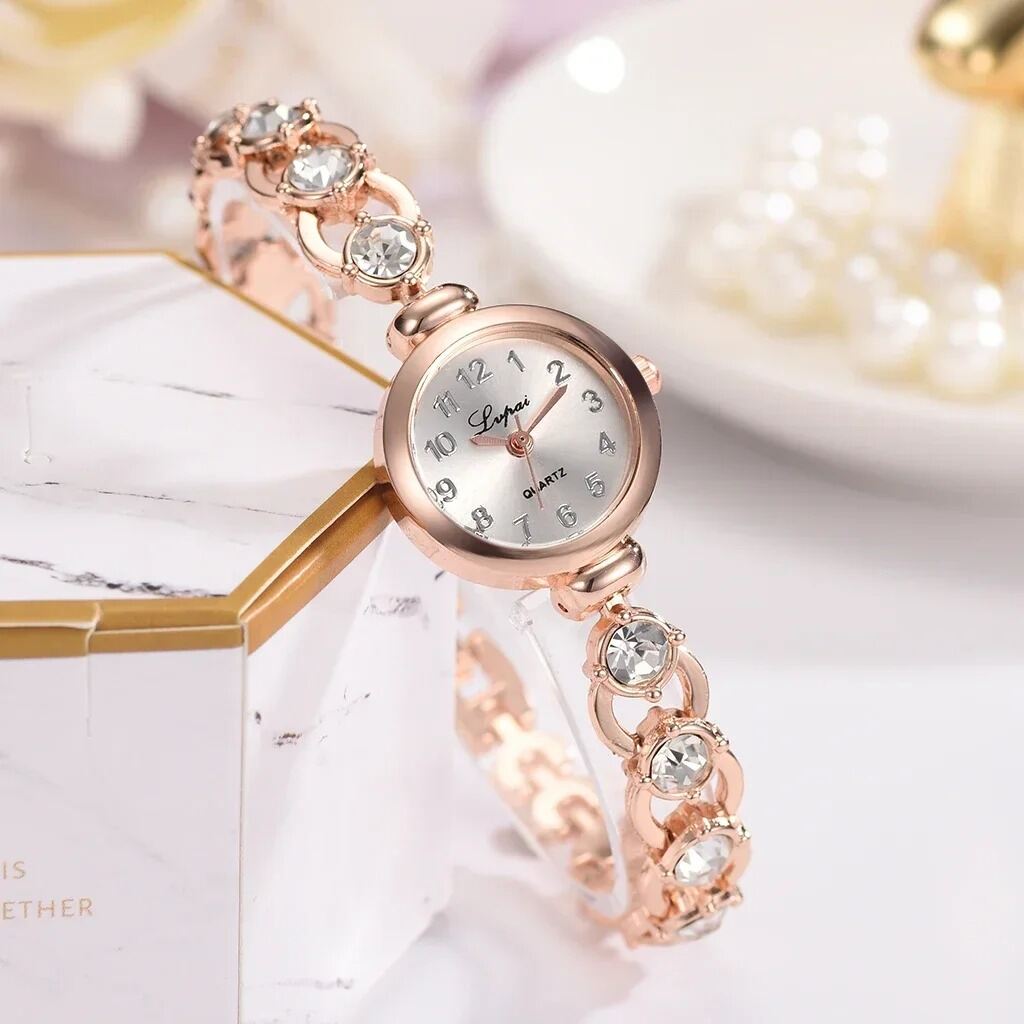 Picture of Women's Watches 2024 Luxury Brands Stainless Steel with Crystal Bracelet, Fashion Style Women's Wristwatch for Daily WearRose Gold, Silver