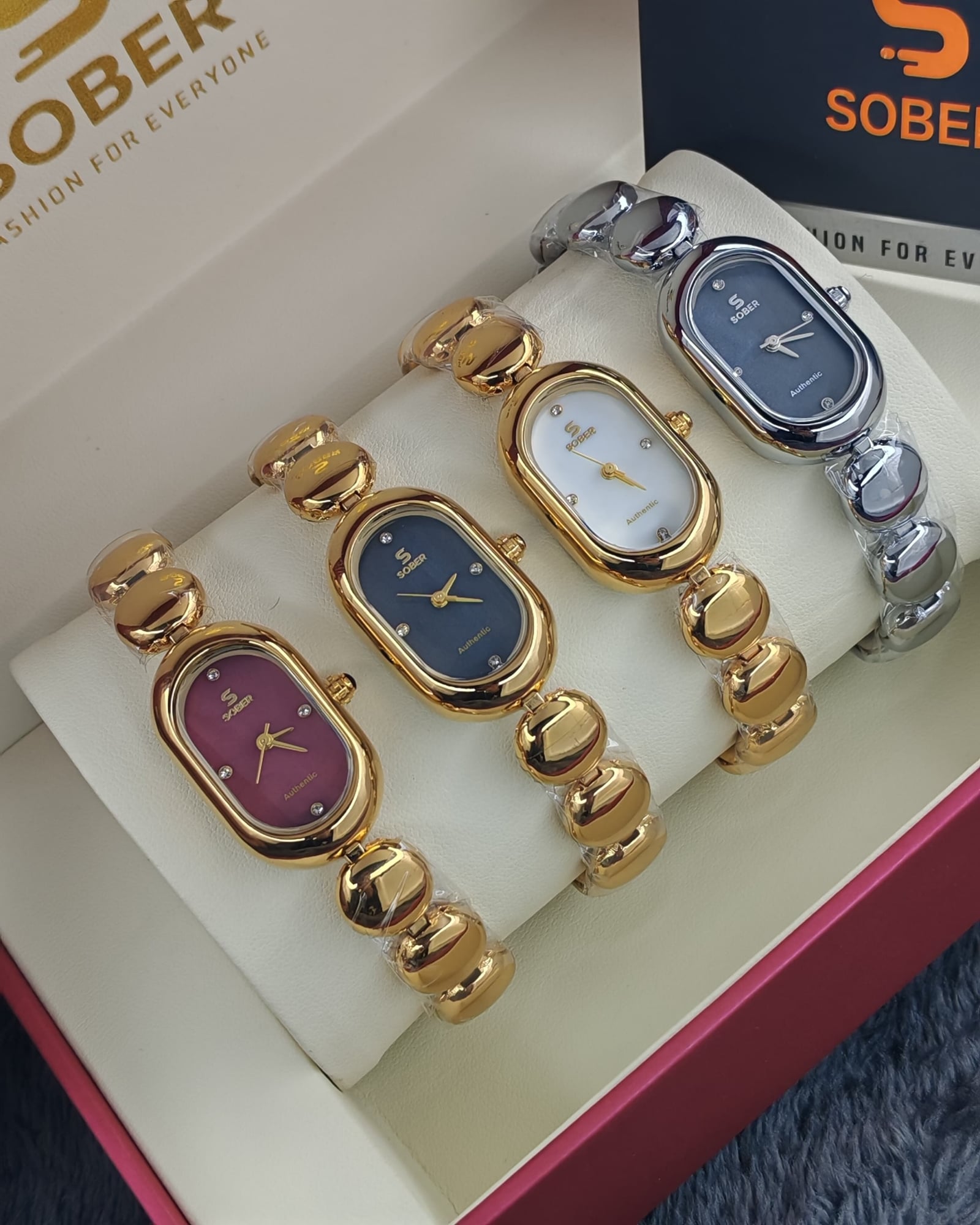 Picture of Women's Wristwatch Fashion Golden Silver Casual Quartz Bracelet Watch Niche Elegant Waterproof Hand Clock for WomenGold, Purple, Two Tone