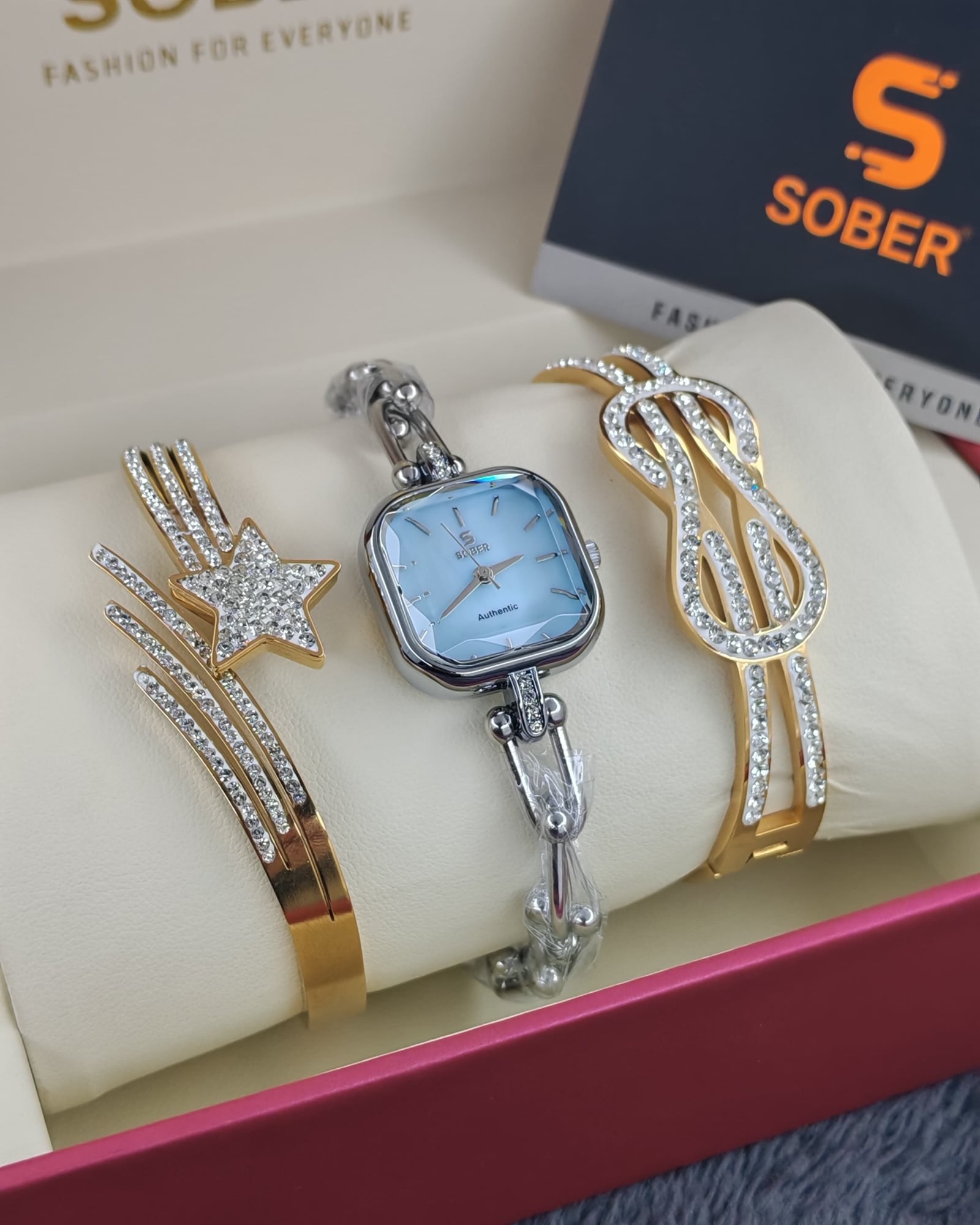 Picture of Women's Wristwatch Fashion Golden Silver Casual Quartz Bracelet Watch Niche Elegant Waterproof Hand Clock for WomenGold, Purple, Two Tone