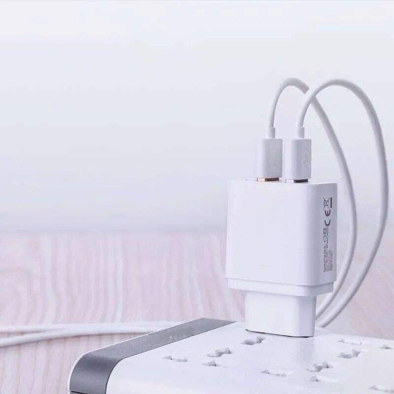 Picture of Sannai Fast Charger SA-40 Dual Port 12W USB Charger with MicroUSB Cable for Universal Devices -White