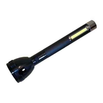 Picture of JYSUPER JY-2080 Rechargeable High Power Flashlight with COB LED and 3W Side Light, 2400mAh Lithium Battery, Dual Charging, Waterproof Outdoor Torch -Black
