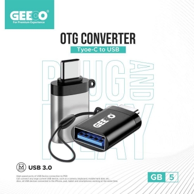 Picture of GEEOO GB-5 OTG USB Type A to Type C Converter USB 3.0 Adapter -Black