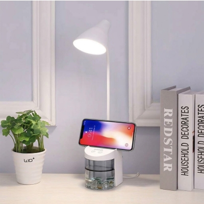 Picture of SUNMOON SM-7708 AC/DC Table Lamp Eye Protective Touch Control Reading Lamp With Pen Holder Double Trays and Phone Stand Premium Desk Lamp