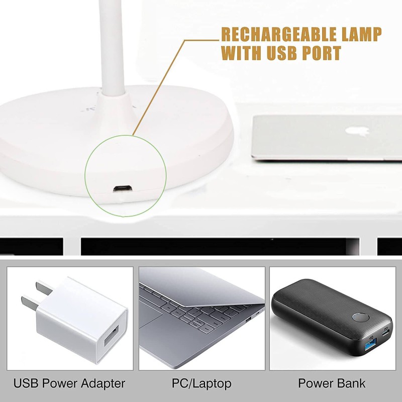 Picture of ENERGY / WEIDASI 6046 Rechargeable Desk Lamp Eye Comfort Study Lamp Touch Control LED 2400mAh Lithium Battery - table Lamp -White