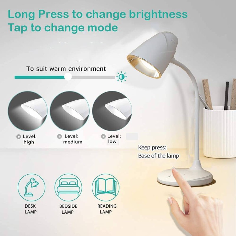 Picture of ENERGY / WEIDASI 6046 Rechargeable Desk Lamp Eye Comfort Study Lamp Touch Control LED 2400mAh Lithium Battery - table Lamp -White