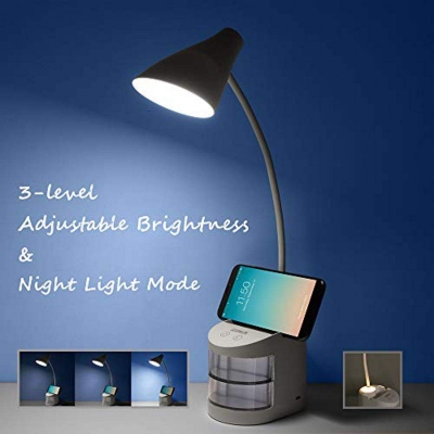 Picture of SUNMOON SM-7708 AC/DC Table Lamp Eye Protective Touch Control Reading Lamp With Pen Holder Desk Lamp -White
